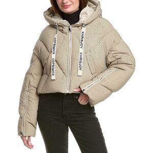 Khrisjoy Womens Khris Rhinestone Crop Puffer Down Jacket, Brown